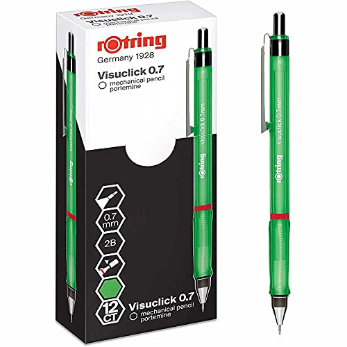 rOtring Visuclick-Druckbleistift | 0,7 mm | 2B-Mine | attraktiver Schaft in lebendigem Grün | 12 Stück