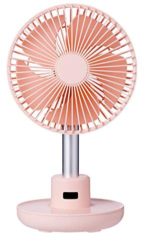 HIZQ Ventilateur À Tête Secouée De Bureau, 4000 Mah Ventilateur USB Portatif De Grande Capacité, Angle Librement Réglable, Convient pour Le Bureau La Maison Et La Chambre,Rose