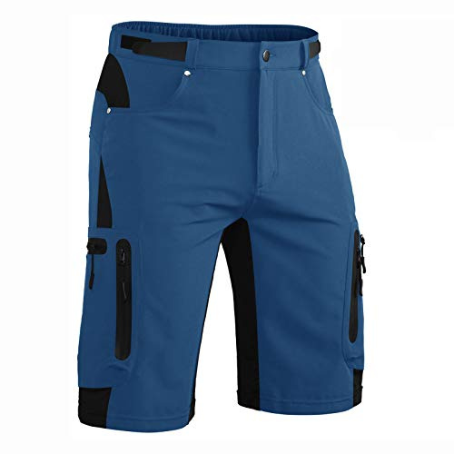 Hiauspor Short de Vélo de Montagne Court pour Homme avec Poches Zippées - Séchage Rapide Léger pour VTT Randonnée en Plein Air