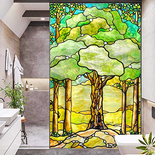 J4U Fensterfolie Sichtschutz Baum des Lebens Dekorativer Fensteraufkleber kein Kleber Statisch Fensteraufkleber Fensteraufkleber Fensterabdeckung für Zuhause/Büro 40 x 60 cm