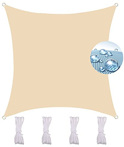Voile D'Ombrage Carré Balcon 2.5X2.5M, Tissu Oxford 420D Étanche Résistant aux déchirures Ombre, Protection Solaire, Protection UV Voile d'Ombrage Imperméable en PES Toile pergola -Jaune Sable.