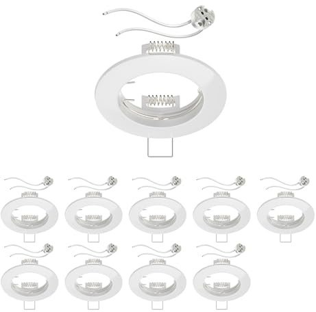 ledscom.de 10x Deckeneinbaurahmen Circ Aluminium Einbaurahmen weiß (LED/Halogen/MR16/50mm) inkl. GU5.3 Fassung