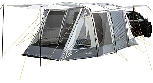 Skandika Heckzelt Pitea XL Up für 4 Personen | Freistehendes Autozelt mit Schlafkabine, 2 m Stehhöhe, wasserdicht, 3000 mm Wassersäule | Camping Vorzelt für SUV, Caddy, Auto