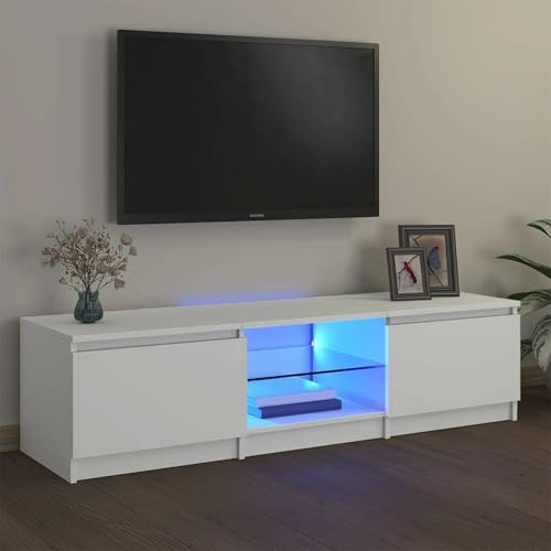 Susany Mobile Porta TV con Luci LED Moderno, Tavolino Porta TV con Strisce Luci LED, per Soggiorno, 140x40x35,5 cm