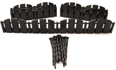 EasyFlex Bordure de Paysage No-Dig avec Pointes d'ancrage, 11,4 cm de Haut, clôture décorative Adirondack Aspect Bois, Bordure de Jardin, kit de 4,6 m, Noir