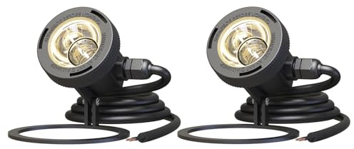 GOODSMANN Landscape Lighting Pond Lights Led Underwater Submersible Lights 2PK Fountain Lights Outdoor 5.4W 135 Lumen 2900K Warm White Low Voltage Pond Lights with Power Cord Waterproof