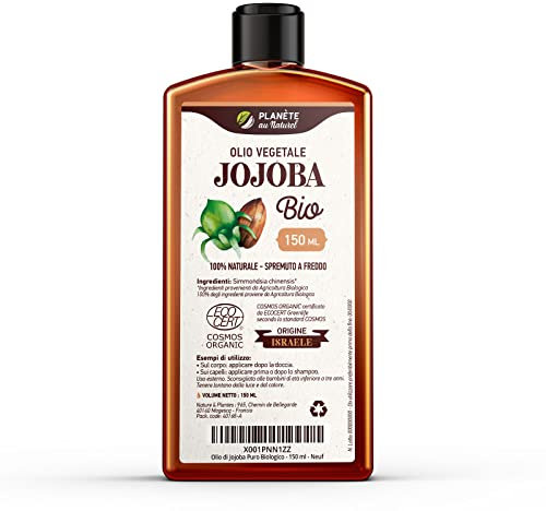 Olio di Jojoba Puro Biologico 150 ml - 100% Puro, Naturale, Pressato a Freddo - Biologico certificato da Ecocert