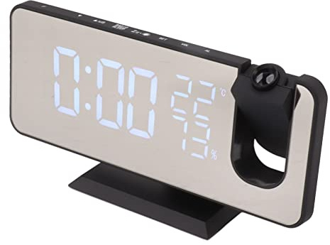 Projektionswecker Digital, HD-Projektion, 180-Grad Drehbar, mit Notfall-Akku für Schlafzimmer LED-Zifferblatt (Blaue Buchstaben)