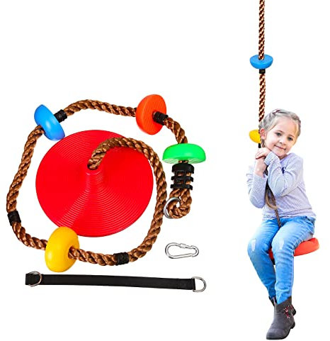 HIUOUIH Altalena da Giardino per Bambini Corda da Arrampicata per Disco su Albero Altalene Bimbi Swing Altezza Regolabile per Esterno Interno