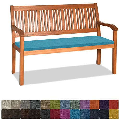 Bankauflage Stuhlkissen Bankkissen mit Krawatte Waschbar ,160x55x3cm，2 3 4-Sitzer Sitzkissen Rutschfeste Auflage für Gartenbank ,Küche,Terrasse Innen und Außenbereich，blauer See ,Dicker Leinenstoff