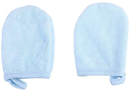 FOMIYES 3Pcs Blue Facial Cleaning Gloves Reusable and Washable Polyester Cotton Makeup Removal Puff Thickened Pads for Gentle Skin Cleansing and Daily Use
