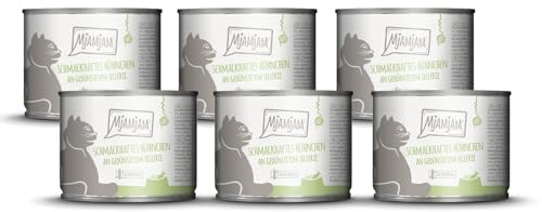 MjAMjAM – Premium Nassfutter für Katzen - schmackhaftes Hühnchen an gedünstetem Sellerie 200g, 6er Pack (6 x 200g), naturbelassen mit extra viel Fleisch
