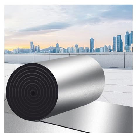 XLIHAWY Lana Aislante Tejado, Autoadhesivo Cortable Algodón Sano Papel Aluminio, Auto Estera Aislante Aislamiento Acústico Y Térmico para La Construcción Fábricas (Color : Black-0.39in, Tamaño : 3.2