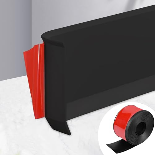 Weichsockelleiste Selbstklebend, PVC Sockelleisten Schwarz 10cm x 10m, Wasserdicht Dekorativ Übergangsschiene für Küche Badezimmer
