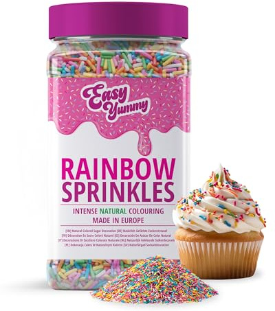 EASY YUMMY - Regenbogenstreusel (700g) – XXL Packung, Bunte Streusel mit natürlicher Färbung