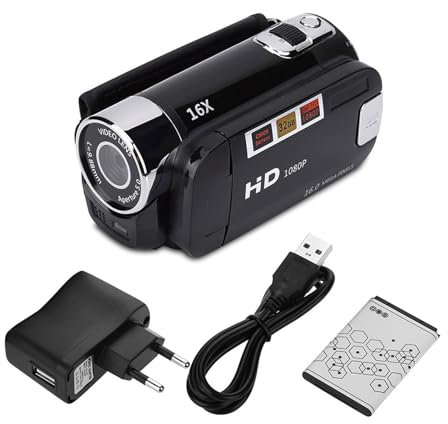 Ejoyous Videokamera, Camcorder Digitalkamera 1080P mit IR Nachtsicht 2.4 Zoll 270 Grad Drehbarer IPS Bildschirm 16X Digital Zoom, Vlog DV Kamera mit 1 Batterien (Black)