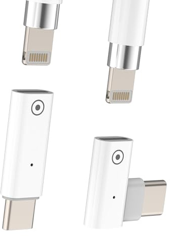 Adaptador USB C macho a lápiz de 1ª generación (2 unidades) Apple MFI Certified Lightning Hembra Adaptador de carga 1st Pencils Cable adaptador de carga Accesorios para iPhone Charging Connector Pen