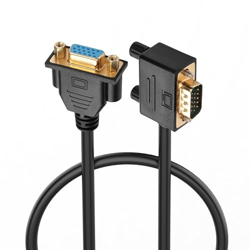 PNGKNYOCN 90 Grad VGA-Verlängerungskabel, 0.5M Rechtwinkliges 15 Pin Full HD 1080P Hochauflösendes VGA Stecker zu Buchse Monitor Kabel