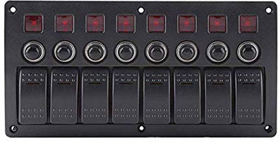 MUEOSI Interrupteur à Bascule étanche Rouge à 8 interrupteurs, for Bateau Marin 12-24 V des interrupteurs à Bascule on Tableau électrique(Rot)