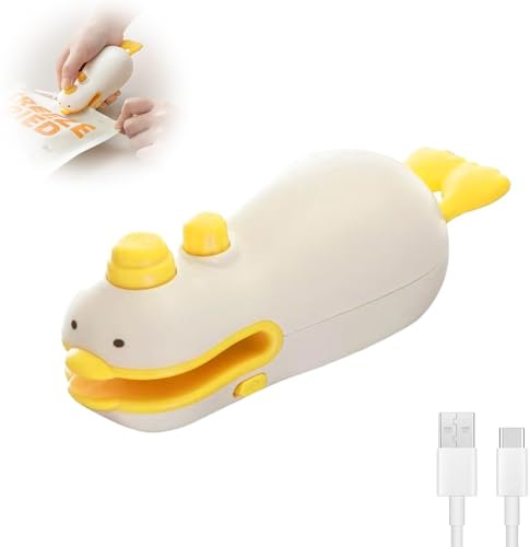 Mini Bag Sealer,Handheld Easy Seal Bag Sealer,2 in 1 Heat Sealer with Cutter,Portable Rechargeable Bag Sealing Machine,Bag Resealer for Plastic Bags Foods Storage,Snack Crispy Fruits Cookies Fresh