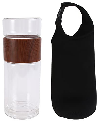Alipis Doppelwandige Glas Tee Wasserflasche Hitzebeständiges Glas Teeflasche Glasteeflasche Mit Filter Für Tee Milch Saft Kaffee