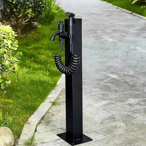 Bodenmontage der Wassersäule für den Garten im Freien, freistehender Schlauchständer aus Edelstahl für den Außenbereich, Wasserhahnpfosten mit Spritzpistole zur Gartenbewässerung und -reinigung(Height