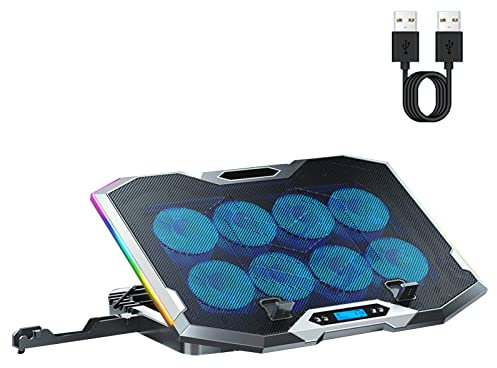 Gaming Laptop Cooling Pad RGB Ultra-thin Radiator 8 Quiet Fans Adjustable Notebook Cooler Stand For Laptop 12-18 Inch