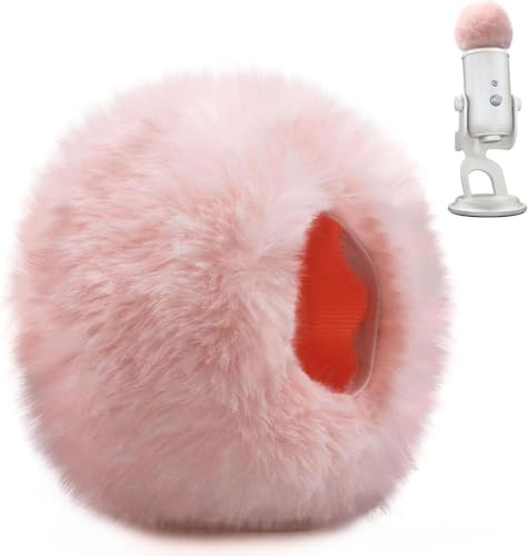 Blue Yeti Pop Filter, Foam Windscreen with Dead Cat, Microphone Noise Reduction Filter, Yeti Mic Cover, Mic Foam Cover Set for Blue Yeti Microphone (Pink, blue yeti pro)