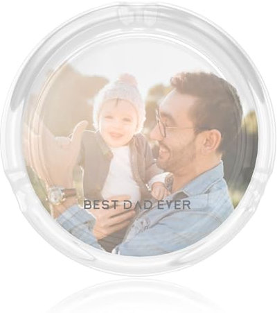 Custom Glass Ashtray, Personalised Round Glass Ashtrays with Notch, Add Your Photo Logo Text Glasses Ashtray, Home Ashtrays Indoor Outdoor Decoration, Gift for Birthday Father's Day