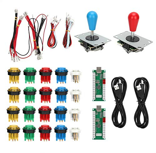 Beufee Kit d'armoires d'arcades, boutons arcades arcades joystick bricoly accessoires de jeu de bouton léger pour win10 win8 win7 xp 2000 98