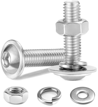 Wavanta M5 x 30 mm Bolt Flanged Button Head Socket Cap Bolt Screws, 10Pcs | Nuts and Bolts 304 Stainless Steel, Allen Screws, Flat & Lock Washers, Nuts and Bolts Assortment Kit