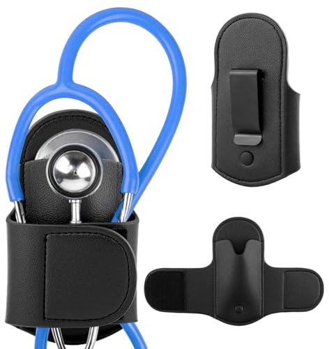 Stethoskop-Halter-Clip, Stethoskop-Befestigungsclip, tragbares PU-Lederholster für Ärzte, Krankenschwestern