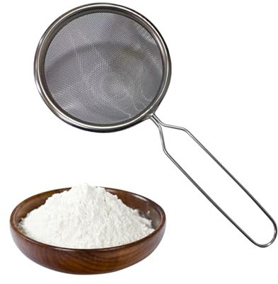 Ruwshuuk Colador de Malla Fina con Mango - 12 Cm Coladores De Alimentos,Espumadera de Acero Inoxidable para Repostería y Cocina, Apto para Lavavajillas