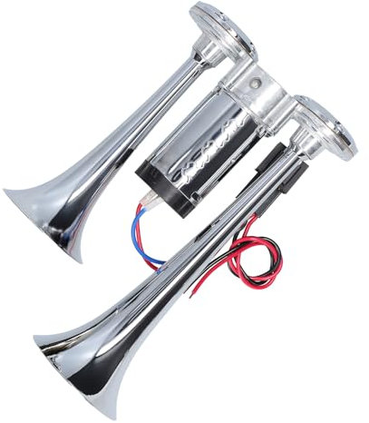 12v 110 dB Corne de voiture Double trompette corne d'air électrique fort avec compresseur d'air et relais pour le camion de voiture SUV Van Boat Premium Chrome Zinc Alloy Matériau