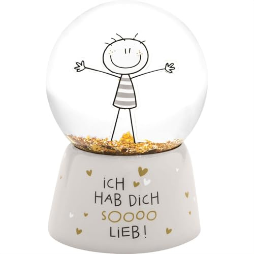 H:PPY Life Traumkugel mit Motiv Hab Dich so lieb | Schneekugel zum Schütteln, Polyresin, Höhe 6,5 cm | Geschenk zum Geburtstag, Freundschaft | 74493
