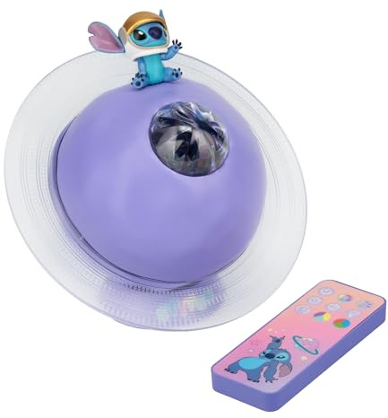 Lilo & Stitch Lampe de projection galaxie sous licence officielle Disney rechargeable par USB Lampe LED à changement de couleur avec télécommande pour enfants et adultes, décoration de chambre