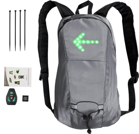 LED Blinker Fahrrad Rucksack 15L Wasserdicht Fahrradrucksack USB Wiederaufladbare Sicherheitslicht Schulranzen Blinkend Fahrrad Rucksack Fahrradtasche Mit Kabelloser Fernbedienung Für Fahren Bei Nacht