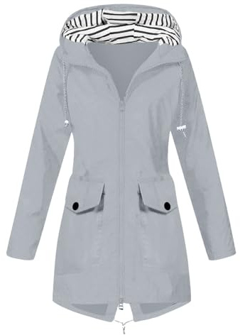 Impermeabile da Donna, Giubbino Antipioggia Donna Jacket Antipioggia con Tasca Trench Cappotto Pieghevole con Cappuccio Abbigliamento Antipioggia All'aperto Antivento Leggera Outdoor