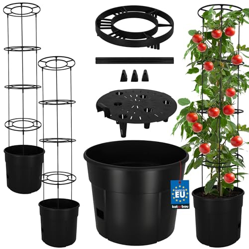 KOTARBAU® Hjälp för odling av tomater – odlingskruka – ⌀ 35 cm H: 128 cm – planteringskruka, svart, 2 stycken