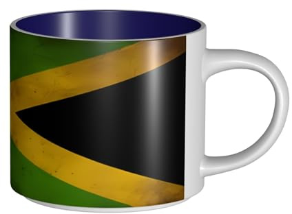 UYHhgqw Taza de cerámica con la bandera de Jamaica antigua para mujer, tazas de café, gran capacidad y asa, para oficina, hogar