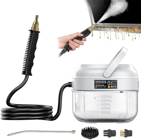 Pulitore A Vapore Ad Alta Pressione da 3500 W,Pulitore A Vapore Portatile per La Pulizia Dell'Auto della Cappa della Cucina di Casa,Touch Screen +6 Livelli di Vapore Regolabili White