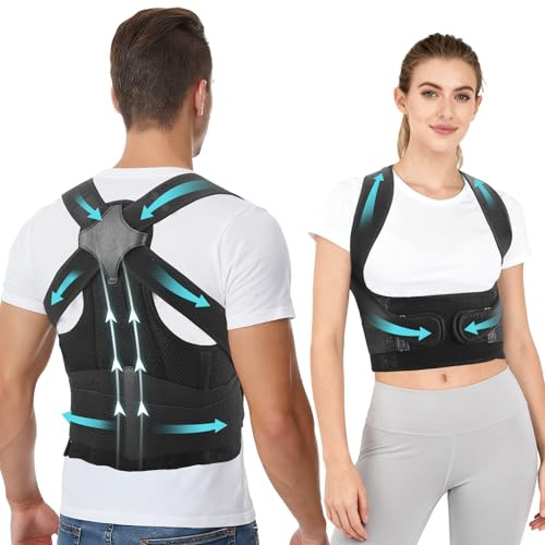 Cinturón de soporte lumbar corrector de postura de nailon ultraligero | Soporte de espalda ajustable para hombre y mujer | Ayuda postural transpirable e invisible contra el dolor de espalda | para