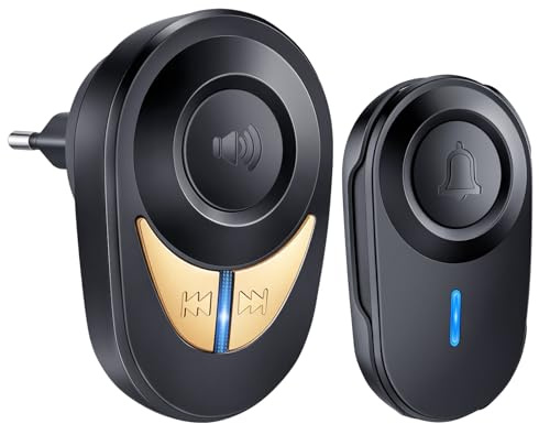 HAPYTHDA Doorbell Waterproof Wireless Doorbell, 1200FT Long Range 48 Chimes, 5-Level Adjustable Volume, for Home Apartment Kids Room Classroom Garage, Easy to Install and User-Friendly, Black