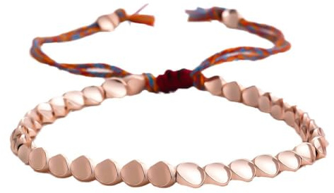 BQRKOTM Tibetanisches Kupfer-Perlen-Armband – handgefertigtes, buddhistisches Armband, Verstellbar 16-30cm, verstellbares Glücksarmband für Damen und Herren
