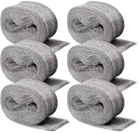 6Pcs Steel Wool, 8.2ft Steel Wool Pads, Anti-Rodent Mouse Hole Filler, Metal Sponge Scrubber for Cleaning, Polishing, Finishing| Pads
