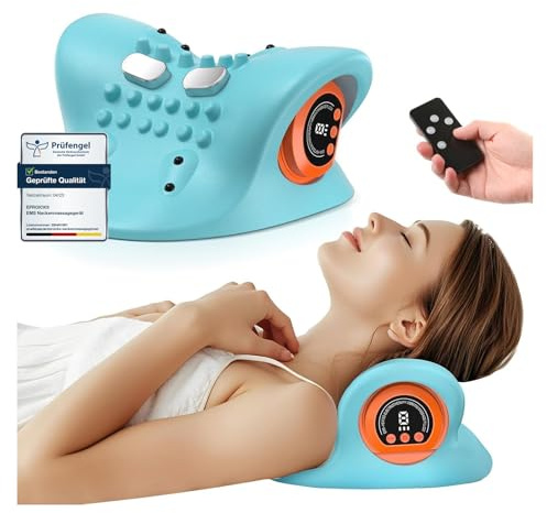 Masseur Cervical EMS avec Chauffage, Masseur de Cou Sans Fil pour Soulager la Douleur Des Tissus Profonds, Masseur Cervical et Dos Électrique, 6 Vitesses Réglables, 3 Modes, Sans Fil