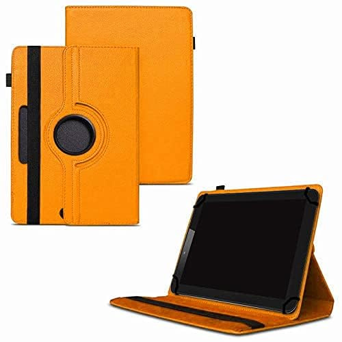 World biz Universal 7 Inch Tablet Case - Premium PU Leather 360 Degree Rotating Stand Folio Wallet Cover Android Tablets, Smooth Interior Fit for Kindle eReader Fire Lenovo/Sony E-Book (Orange)