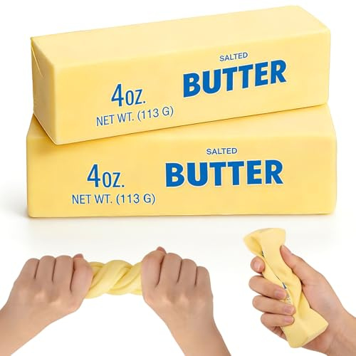 2 Stück Butter Squishy, Cheese Squishy Fidget Toys, Sensorik Anti Stress Spielzeug, Squishies Quetschball Stressball Fidget Toy für Stressabbau Kinder Erwachsener ADHD Autismus Geschenke