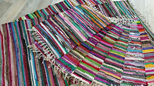 Kottig Fleckerl Handweb Teppich Kufstein Multicolor Flickenteppich Handwebteppich Fleckerlteppich 9 Größen 40x60, 60x120, 70x140, 90x160, 90x250, 90x340, 130x200, 170x240, 200x300 cm (90x340)