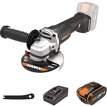 WORX 18V(20V MAX Cordless Angle Grinder WX812, PowerShare, Ø125mm, 8500 RPM, Anti-Kickback, Powerful Brushless Motor, 1 Battery and 1 Charger Included